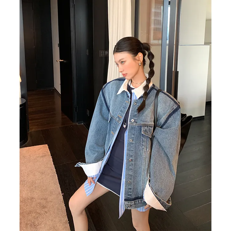 美式复古潮流水洗牛仔外套女2025秋季宽松休闲百搭时尚风夹克上衣