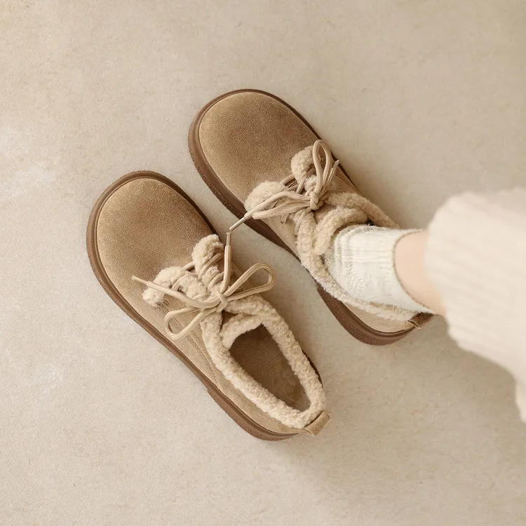 大码加绒勃肯鞋女2025新款秋冬雪地靴复古毛毛鞋棉鞋平底百搭单鞋