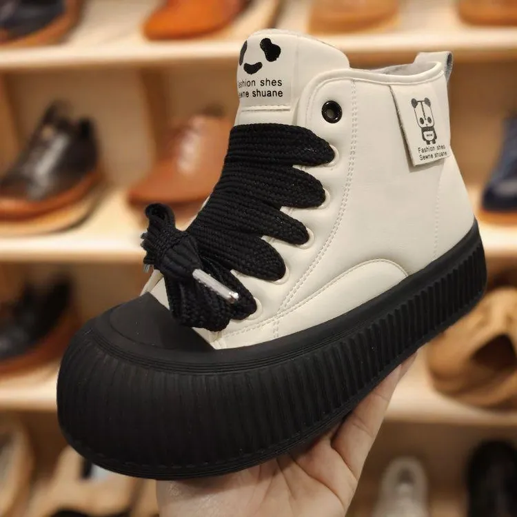 商场同款真小众厚底休闲鞋高帮小白鞋加绒保暖2025冬季大棉雪地靴