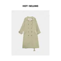 【年末大清清】Y249大码女装韩版长款刺绣风衣2025新款加肥遮肉外套