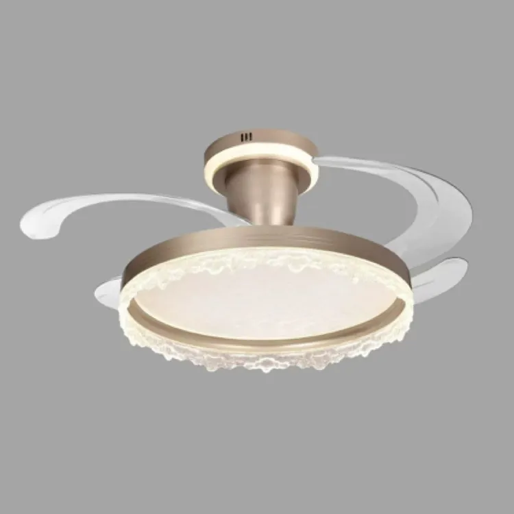 新款高端铝材皇冠全光谱护眼风扇灯大风力智能语音餐厅卧室风扇灯