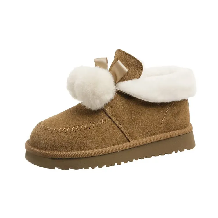 厚底雪地靴2025冬季新款加绒加厚休闲百搭平底保暖时尚毛毛靴3517