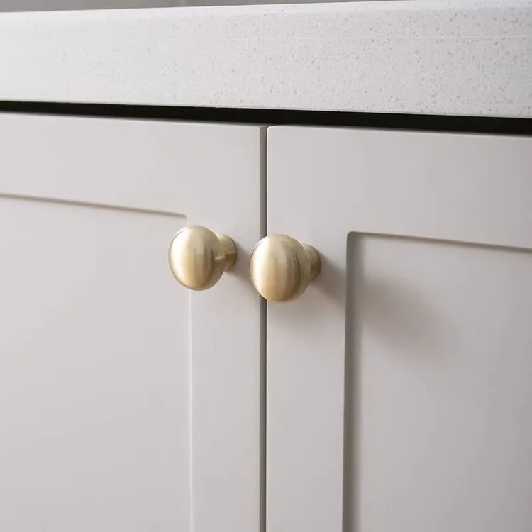 法式单孔小拉手圆形抽屉现代简约奶油风轻奢衣柜抽屉橱柜金色把手