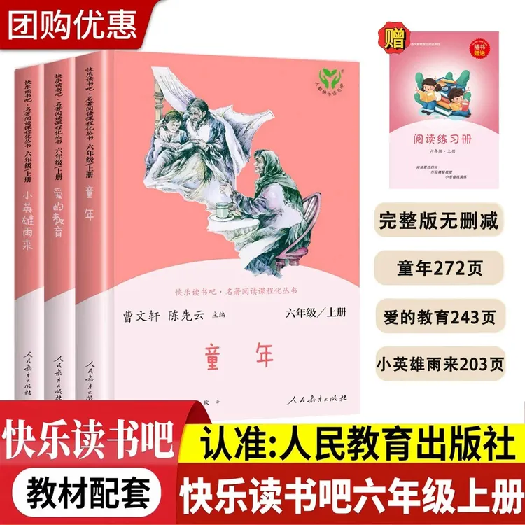 快乐读书吧六年级上册必读书籍人教出版社童年爱的教育小英雄雨来
