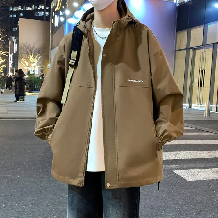 春秋季外套男2025新款韩版潮流帅气宽松休闲男士秋装连帽夹克上衣