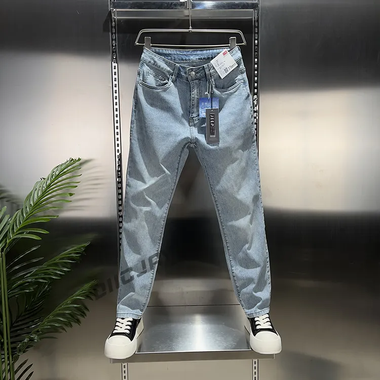 夏季莱赛尔薄款牛仔裤男高端轻商务水洗复古直筒休闲长裤简约百搭