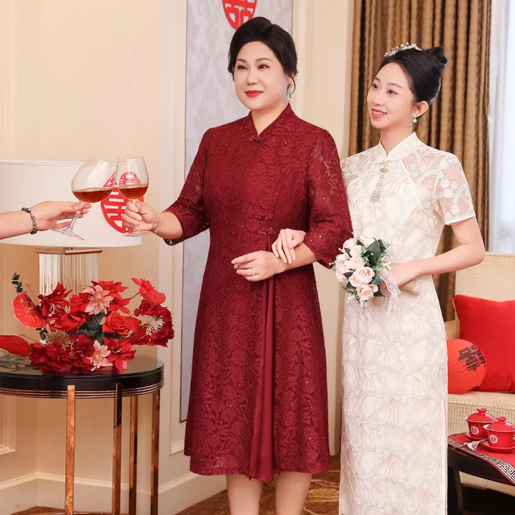 2025年秋季新款中老年妈妈装喜婆婆假两件礼服婚宴连衣裙WH25595
