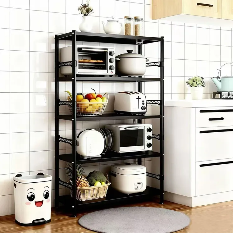 70-90长碳钢厨房置物架多层收纳架移动微波炉架烤箱架货架储物架
