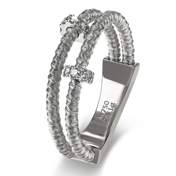 迈隆珠宝钻⽯戒指德金丝编花设计款纯手工绕丝气质网红时尚镶钻