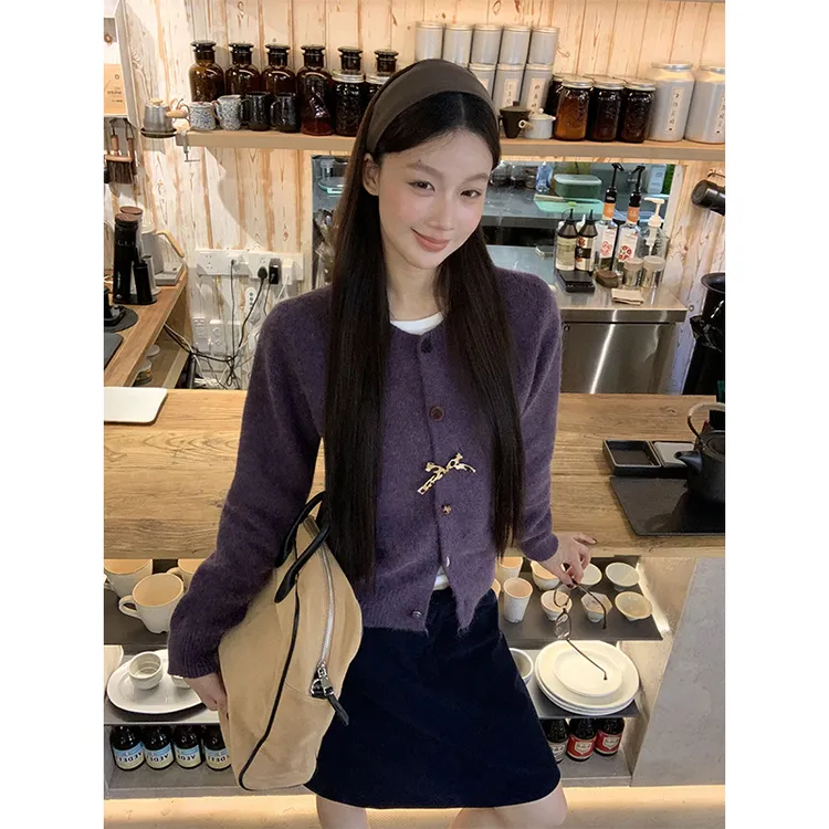 【黄昏唱片】秋冬ins简约气质清晰短款休闲百搭针织衫8672 