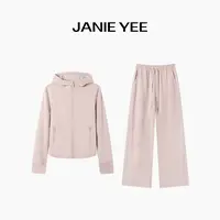 Janie Yee"私服套装"显瘦休闲磨毛连帽直筒裤卫衣两件套 25A3263