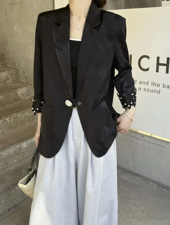 996 原创设计重工款 春夏七分袖西装外套