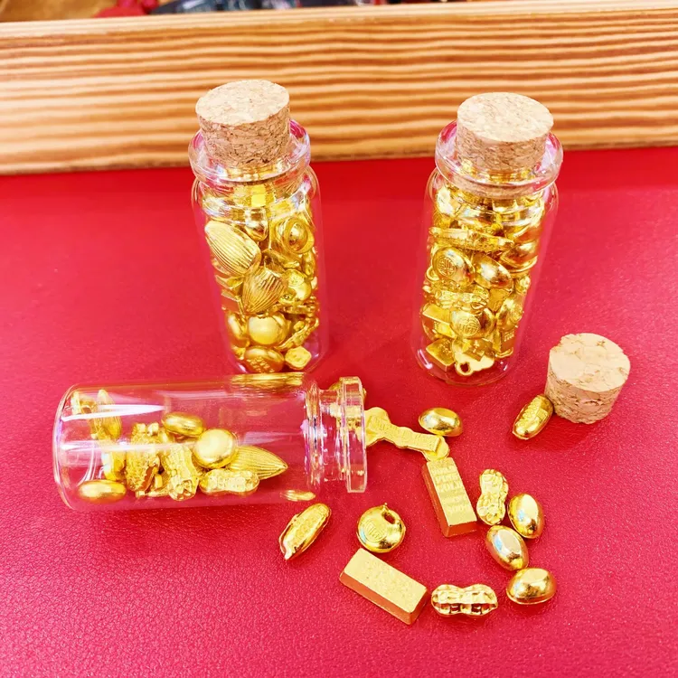 【张老师推荐】2025蛇年幸运瓶贝才实心仿真金条元宝桌面装饰摆件