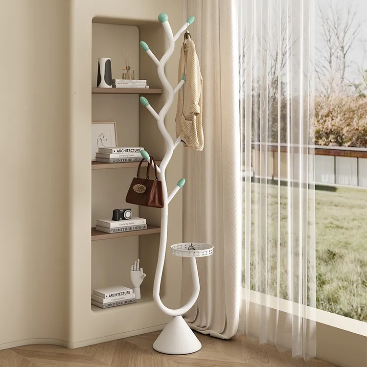 客厅家用立式置物衣帽架卧室落地进门挂衣架室内简约奶油风衣服架