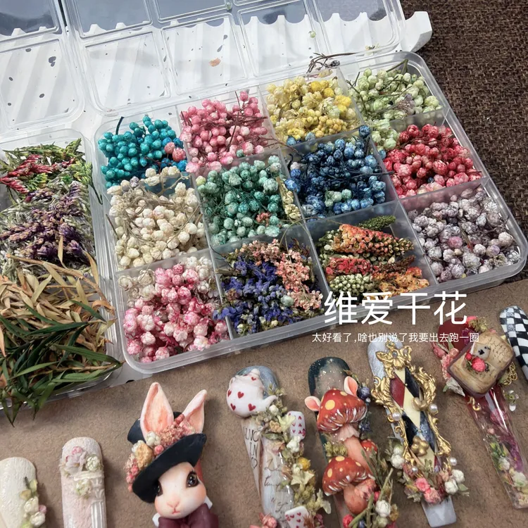 维爱美甲立体干花永生花系列饰品手工DIY千元美甲品质素材（材料包