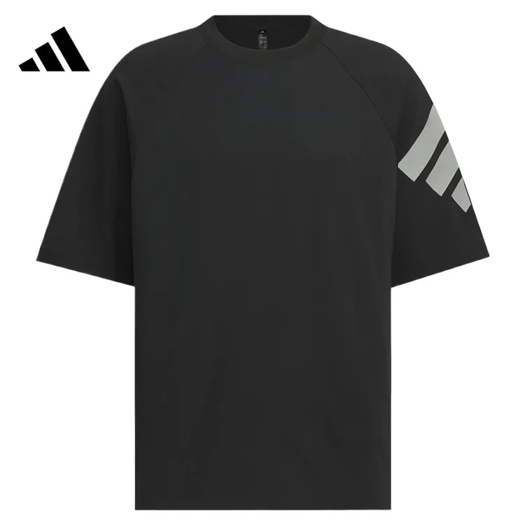 【滔搏补贴】阿迪达斯/adidas男士夏季美式宽松休闲短袖T恤黑KH1485