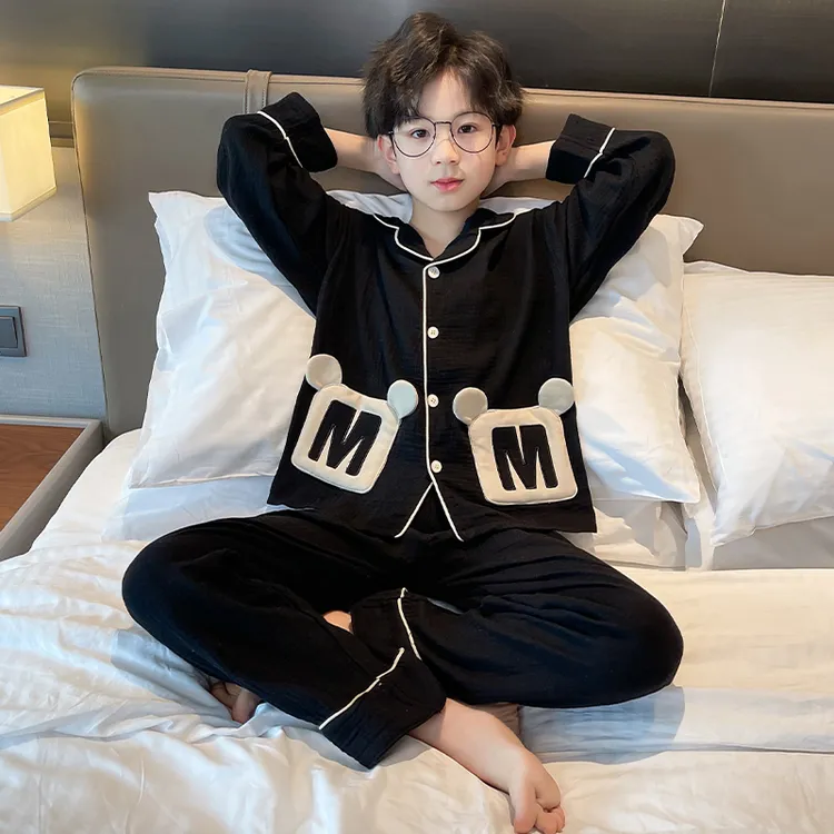 儿童装男童秋装纯棉睡衣2025新款春秋款中大童长袖秋季男孩家居服