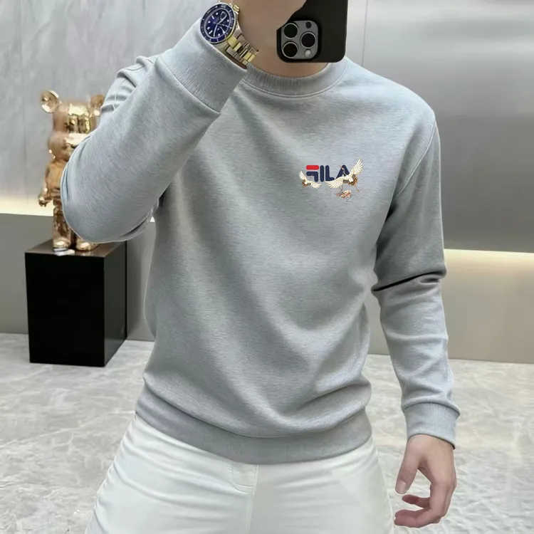 秋冬新款加绒保暖圆领国潮仙鹤卫衣潮流休闲百搭时尚长袖男装上衣