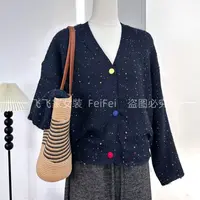 飞飞家~买手设计师款！！彩点设计 显白#针织毛衣秋冬女T122藏青