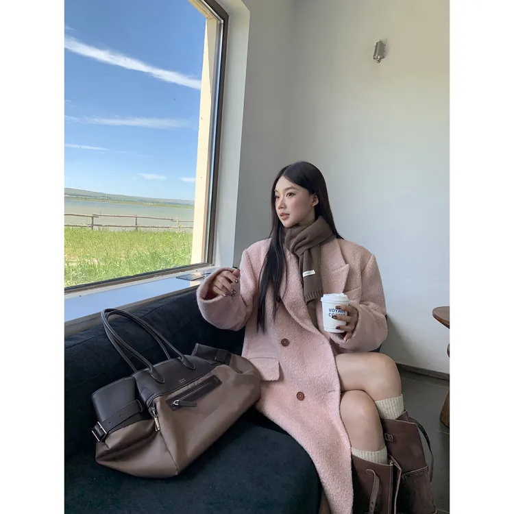 【干枯玫瑰】秋季韩系温柔气质百搭时尚宽松HC毛呢外套254U3372#