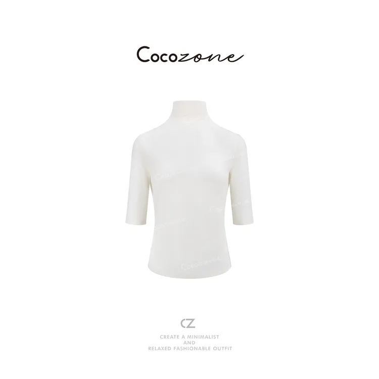 COCO ZONE刘一一【100美丽诺羊毛】高领纯色长袖T恤 CD1A1343