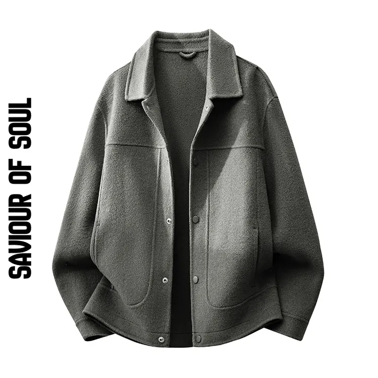 SAVIOUR OF SOUL冬季男女毛呢大衣英伦时尚外套潮流双面羊毛夹克