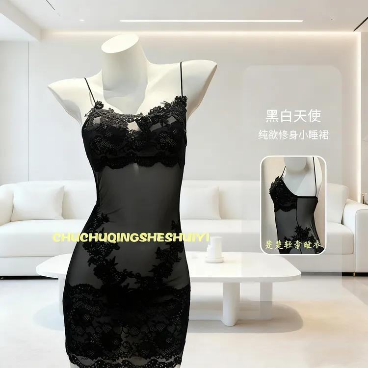 内衣性感连体衣纯欲蕾丝睡衣美背镂空诱惑包臀纯欲风