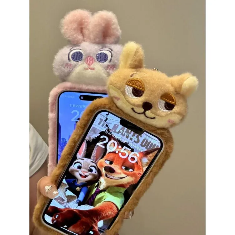软萌可爱毛绒动物城朱迪尼克适用于iphone17promax苹果16手机壳15
