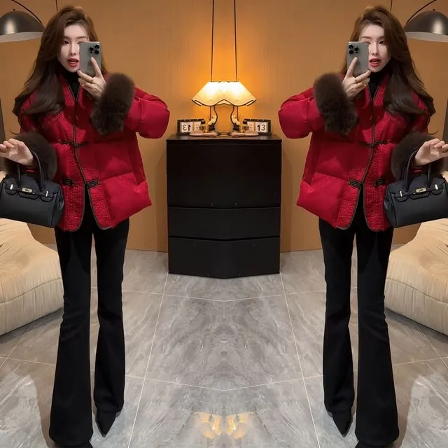 2025早春新款网红爆款减龄新中式国风毛毛袖洋气提花复古女士外套