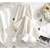 3281-3290冬季高腰显瘦雪尼尔阔腿裤秋冬加绒麦穗纹针织休闲裤春