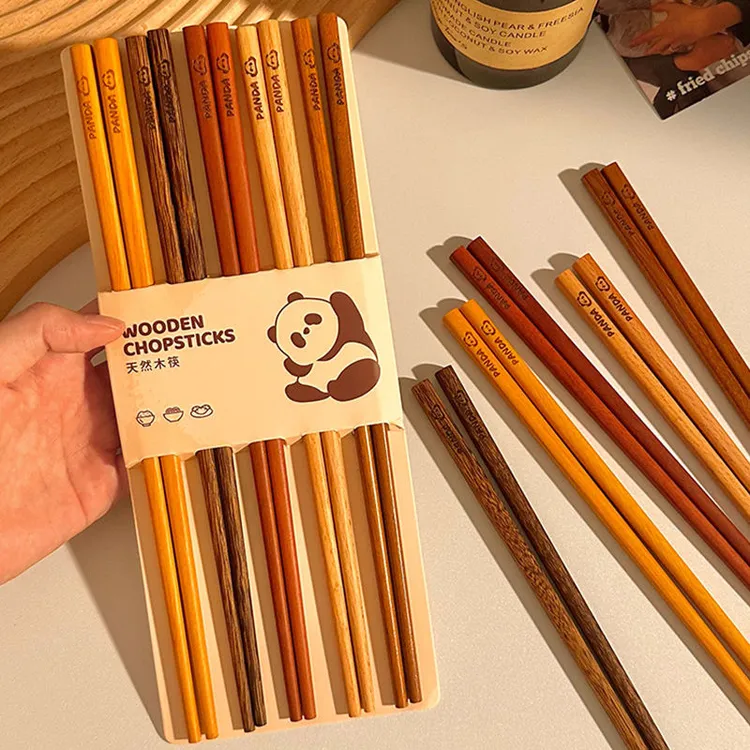 筷呓可爱熊猫筷子家用木筷家庭个人专用筷防滑耐高温分餐筷子一人