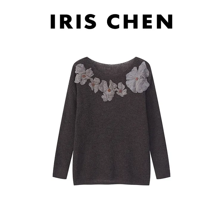 IRIS CHEN 拉斐尔 2025秋“美丽诺羊毛”立体刺绣花朵针织衫25SY723