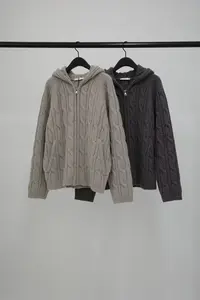 喜喜家韩国东大门档口正品拉链连帽毛衣OBJECT