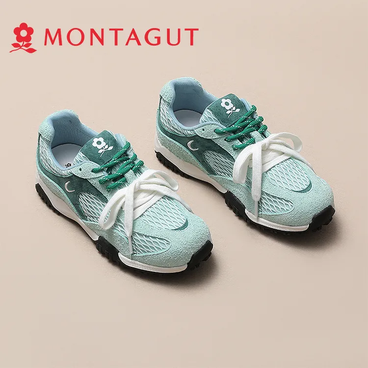 Montagut/梦特娇厚底网面透气休闲运动跑步鞋女2025新款德训鞋