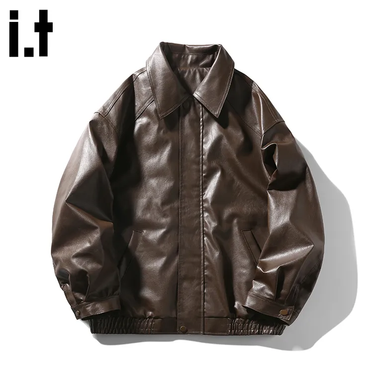 i.t:CHOCOOLATE美式pu皮夹克男士秋冬高级感痞帅宽松百搭长袖外套