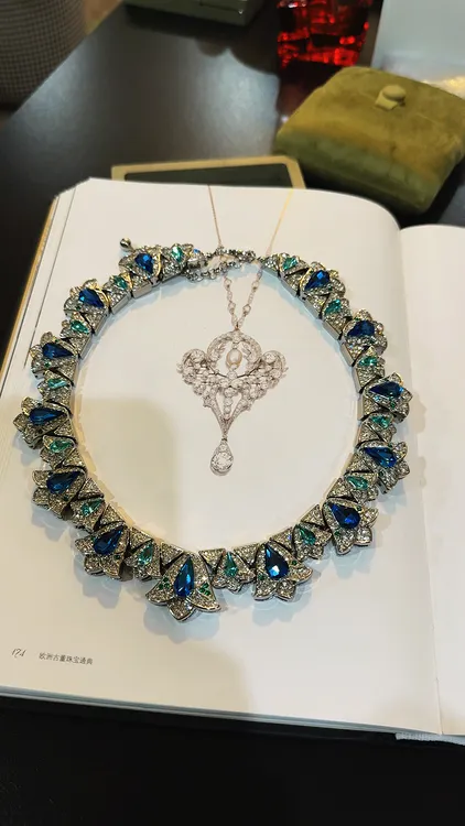 合金项链 古董线【优雅巴黎蓝】法式合金项链饰品蓝色颈链