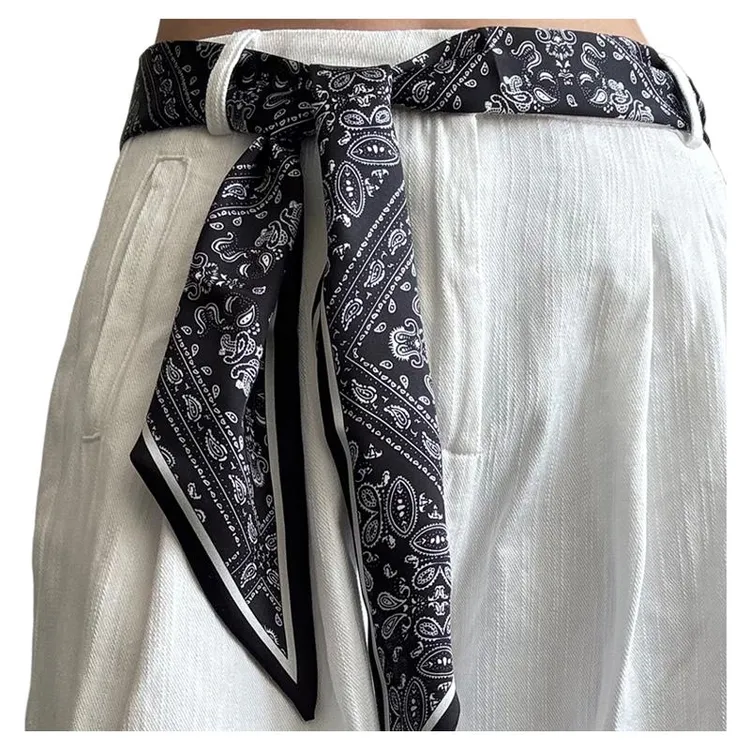 腰果长条丝巾腰带配牛仔裤子女款2025新款腰巾配饰系脖饰飘带领巾