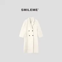 3-SMILEME【金陵时节】羊毛羊绒桑蚕丝混纺中长毛呢大衣MA08025412