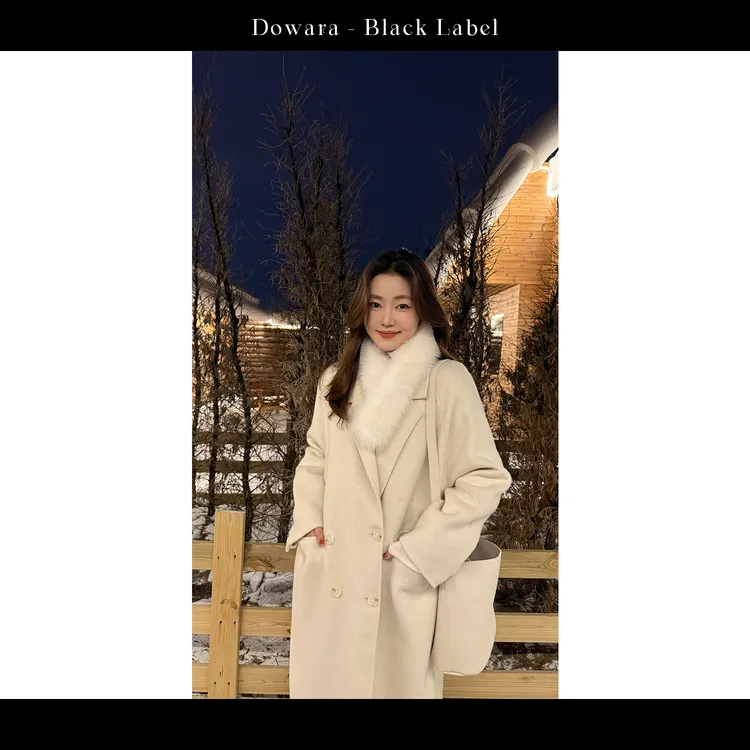 大婉酱黑标【韩女大衣】绵羊毛桑蚕丝骆驼绒双面呢大衣外套冬0066D