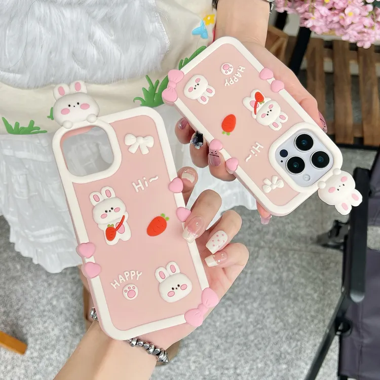 苹果|趴趴兔子卡通可爱适用iPhone16女款ins创意15软硅胶14手机壳