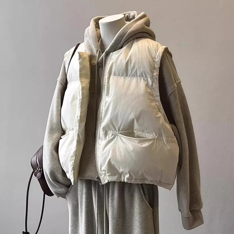 2025秋冬季新款女士羽丝棉服马甲立领加厚短马夹时尚韩版南瓜背心