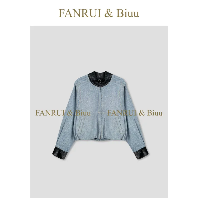 FANRUI/泛芮「南风漫屿」立领拼接麻感时髦气质百搭秋款外套B18056
