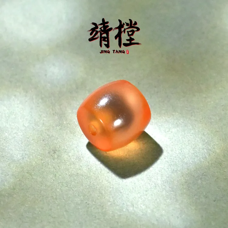 8MM橙糖心玛瑙直切桶珠单珠文玩手串手持配饰配珠腰珠散珠溏心