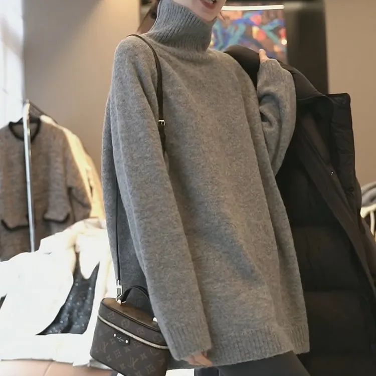 冬季韩版高领时尚气质百搭宽松加厚长袖针织上衣LK2501110