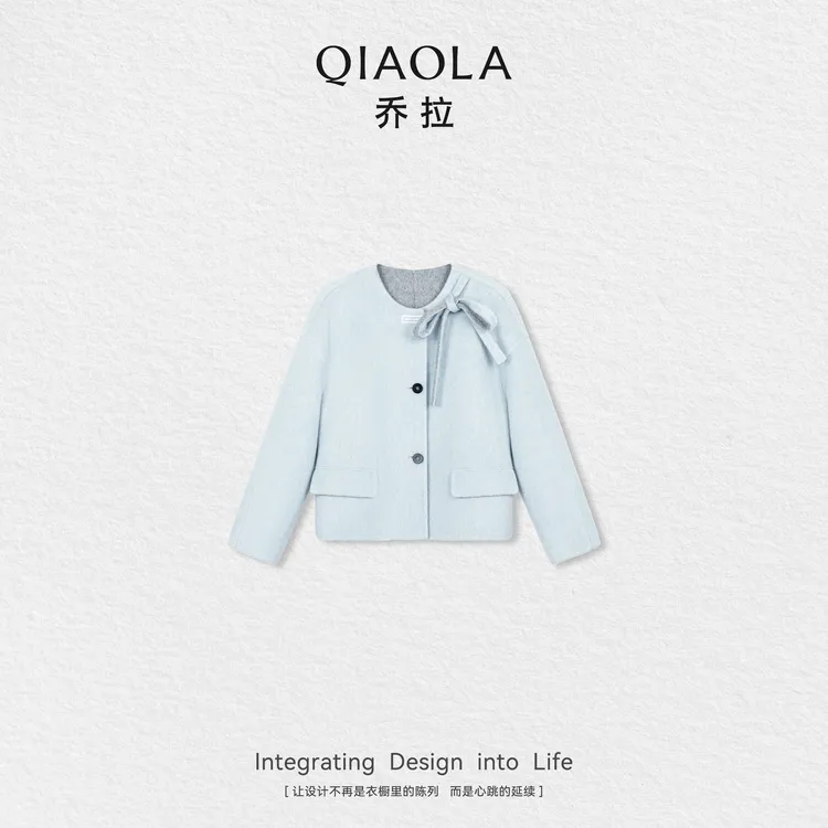 QIAOLA/乔拉【圣特罗佩】秋季羊毛天丝保暖气质百搭毛呢外套预售