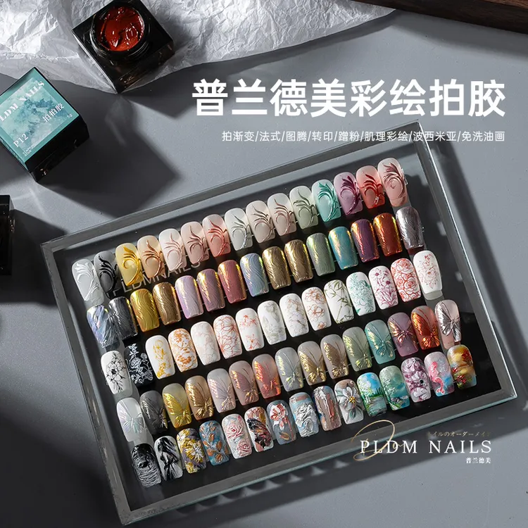 微雕胶波西米亚高浓稠度彩绘胶高光免洗油画胶美甲彩绘线条拍拍胶