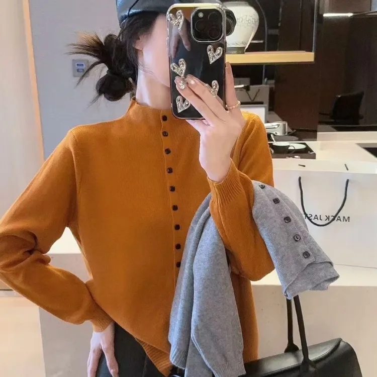 慧慧家新款扣子洋气针织衫