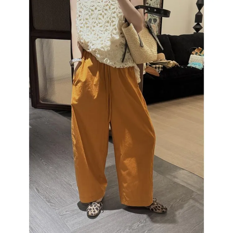 【夏季隐形裤】进口面料全松紧腰抽绳阔腿裤 J25KZ365