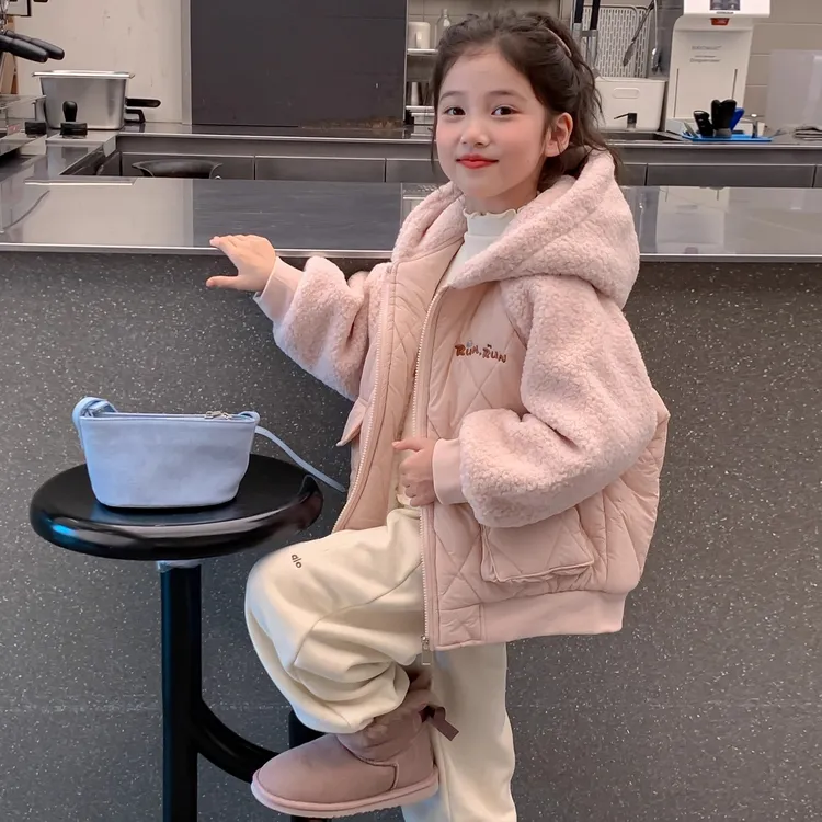女童秋冬装棉袄外套2025新款儿童冬季中大童加绒加厚卡通棉衣棉服