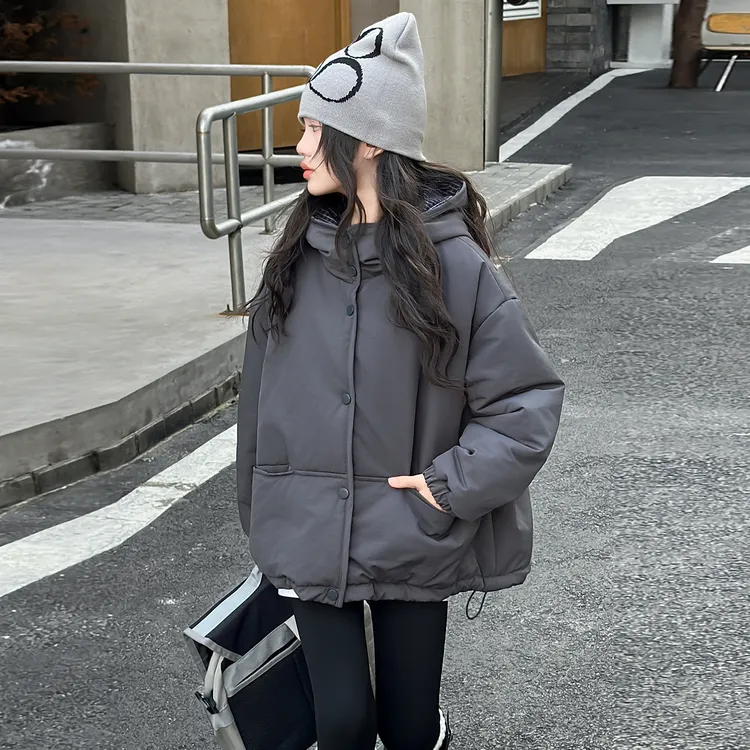 女大童棉服外套2025新款儿童洋气连帽加绒棉衣女童冬季加厚棉袄潮